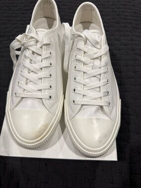 Sandro White Low-Top Leather Sneakers